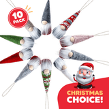 10-Pack Christmas Tree Hanging Gnome Ornaments – Swedish Plush Santa Elf Holiday Decorations