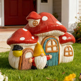 Mainstays Weather-Resistant Mushroom Village Garden Statue, Resin Outdoor Cottage Décor
