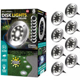 Bell + Howell Solar LED Disk Lights, 8 LEDs per Light, Outdoor Pathway Lighting