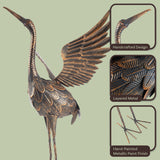 Pure Garden 35" Metal Flying Crane Garden Statue, Hand-Painted Outdoor Bird Sculpture