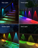 100 Lumens Color-Changing Solar Fence Lights with 8 RGB Modes, 8-Pack