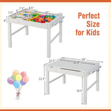 Costway Kids’ Multi-Activity Play Table – Reversible Block Surface, Study Desk, Storage & Paper Roll