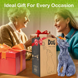 Solar Dog Garden Statue with Butterfly, Outdoor Resin Dog Figurine with Warm LED Light