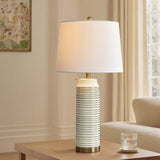29.5" H Ellesmere Table Lamp - Ceramic Base Features Horizontal Ridges LIght