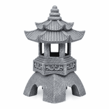 Japanese Solar Pagoda Lantern Garden Statue, Resin Zen Temple Light
