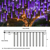 Meteor Shower LED String Lights, 20" 10-Tube, 540 LEDs, Connectable Indoor & Outdoor