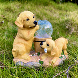 Solar Garden Dog Statue Light, Resin Puppy Outdoor Garden Décor with Warm White LED