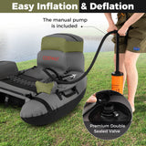 Goplus Inflatable Fishing Float Tube with Rod Holder, Paddle & Flippers, 350 lb Capacity, Portable Fishing Boat