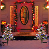 20 LED Outdoor Solar Christmas Tree Stake Light with Snow Flocked Tree