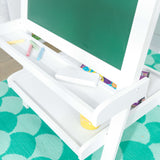 KidKraft Deluxe Wooden Art Easel – Chalkboard, Dry-Erase Board, Paper Roll & 2 Paint Cups
