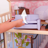 KidKraft So Darling Wooden Dollhouse on Wheels – 2 Levels, 4 Rooms, Lights, Sounds & 29 Accessories