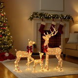 5FT Lighted Gold Christmas Reindeer Family Set – 3-Piece Outdoor Yard Decoration with 290 Warm White LEDs