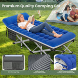 75" x 28" Folding Camping Cot with 2 Sided Comfort Mattress, Double Layer Oxford Fabric Folding Bed