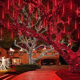 Solar Meteor Shower Icicle Lights, 8 Tubes, 192 LEDs, 11.8" Solar Falling Rain Lights