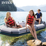 Intex Mariner 3 Inflatable Fishing & Recreational Boat Set with Oars, Pump & Rod Holders, 3-Person Boat
