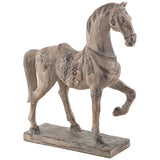 15.25" Rustic Horse Statue, Antique Weathered Resin Tabletop Sculpture