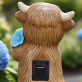 Mainstays 10.75" Solar Highland Cow Garden Statue, Resin Farmhouse Outdoor Décor