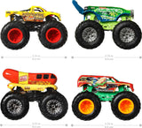 4-Pack Hot Wheels Monster Trucks – 1:64 Scale Collectible Toy Vehicles, Styles May Vary