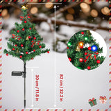 Solar Christmas Tree Lights, 2-Pack Outdoor Garden Stake Lights with 40 Colorful LEDs