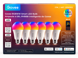 Govee RGBWW Smart A19 LED Bulbs, 6-Pack, 800 lm, 9 W, E26, Matter