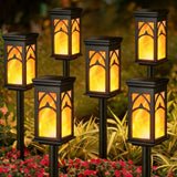 6 Pack Solar Flame Lamp Pathway Lights – Flame Effect LED Landscape Lights