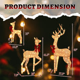 5FT Lighted Gold Christmas Reindeer Family Set – 3-Piece Outdoor Yard Decoration with 290 Warm White LEDs