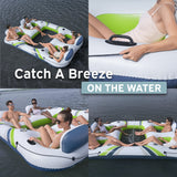 Hydro-Force 4-Person Inflatable Party Island, Connectable Water Float with Mesh
