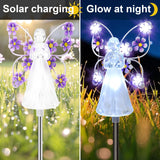 2 Pack Solar Angel Garden Stake Lights – Yellow & Purple LED Memorial Lights