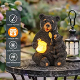 Gigalumi Solar Mother & Child Bear Garden Statue with LED Lights, Resin Bear Décor