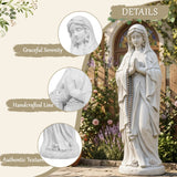 30" Virgin Mary Garden Statue, Weather-Resistant MgO Religious Sculpture with Stone Finish