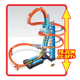 Hot Wheels Sky Crash Tower Motorized Track Set – 20+ Car Storage, Folding Design
