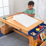 KidKraft Wooden Art Table – Drying Rack, Paper Roll, Paint Cups & 6 Storage Compartments