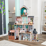KidKraft Celeste Mansion Wooden Dollhouse – 4 Floors, Elevator, Lights, Sounds & 24 Accessories