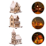 3-Pack LED Wooden Christmas Village Houses – Lighted Holiday Village Tabletop Decorations