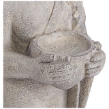 32" Standing Buddha Garden Statue, Gray Faux Stone Resin Zen Sculpture