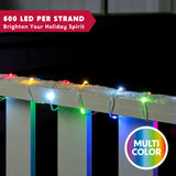 600 LED Christmas String Lights, 198 ft Multicolor Christmas Tree Lights