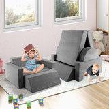 8-Piece OLAKIDS Modular Kids Play Couch – Gray Foam Fort-Building Sectional Sofa
