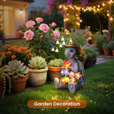 Solar Watering Turtle Garden Statue with LED Lights, 7.68" Resin Outdoor Solar Garden Décor