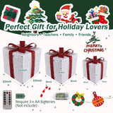 Christmas Lighted Gift Boxes, Set of 3 Battery-Operated Holiday Decorations with 50 LEDs