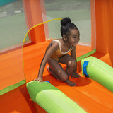 H2OGO! Kids Tropical Outdoor Inflatable Mega Bouncer with Water Slide, Splash Pool & Water Blaster