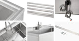 TRINITY 30" X 14" Heavy-Duty Stainless Steel Utility Sink with Pull-Out Faucet