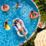 Tropical Inflatable Swim Ring Pool Float with Mesh Seat