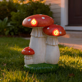 Mainstays Solar Three-Mushroom Outdoor Garden Statue with LED Light