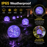 4-Pack 5" Solar Cracked Glass Globe Lights – 30 LEDs, IP65 Outdoor Garden Lighting, Yellow or Purple