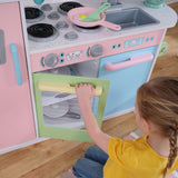 KidKraft Uptown Pastel Wooden Play Kitchen – Chalkboard, Play Phone & See-Through Doors