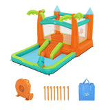 H2OGO! Kids Tropical Outdoor Inflatable Mega Bouncer with Water Slide, Splash Pool & Water Blaster
