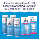 HTH Spa Clear Chlorinating Sanitizer Shock Treatment w/ Test Strips Bundle