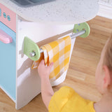 KidKraft Uptown Pastel Wooden Play Kitchen – Chalkboard, Play Phone & See-Through Doors