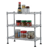 3-Tier Metal Spice Storage Rack – 18" × 8" × 18" Adjustable Wire Kitchen Shelving Unit