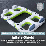 Hydro-Force 4-Person Inflatable Party Island, Connectable Water Float with Mesh